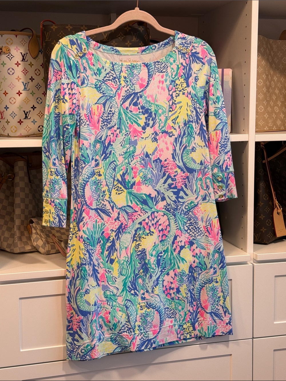🧜‍♀️ EUC RARE Lilly Pulitzer Sophie UPF 50+ Dress Mermaid's Cove Size S